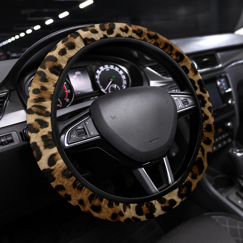 Leopard Brown Premium Car Steering Wheel Cover Nearkii