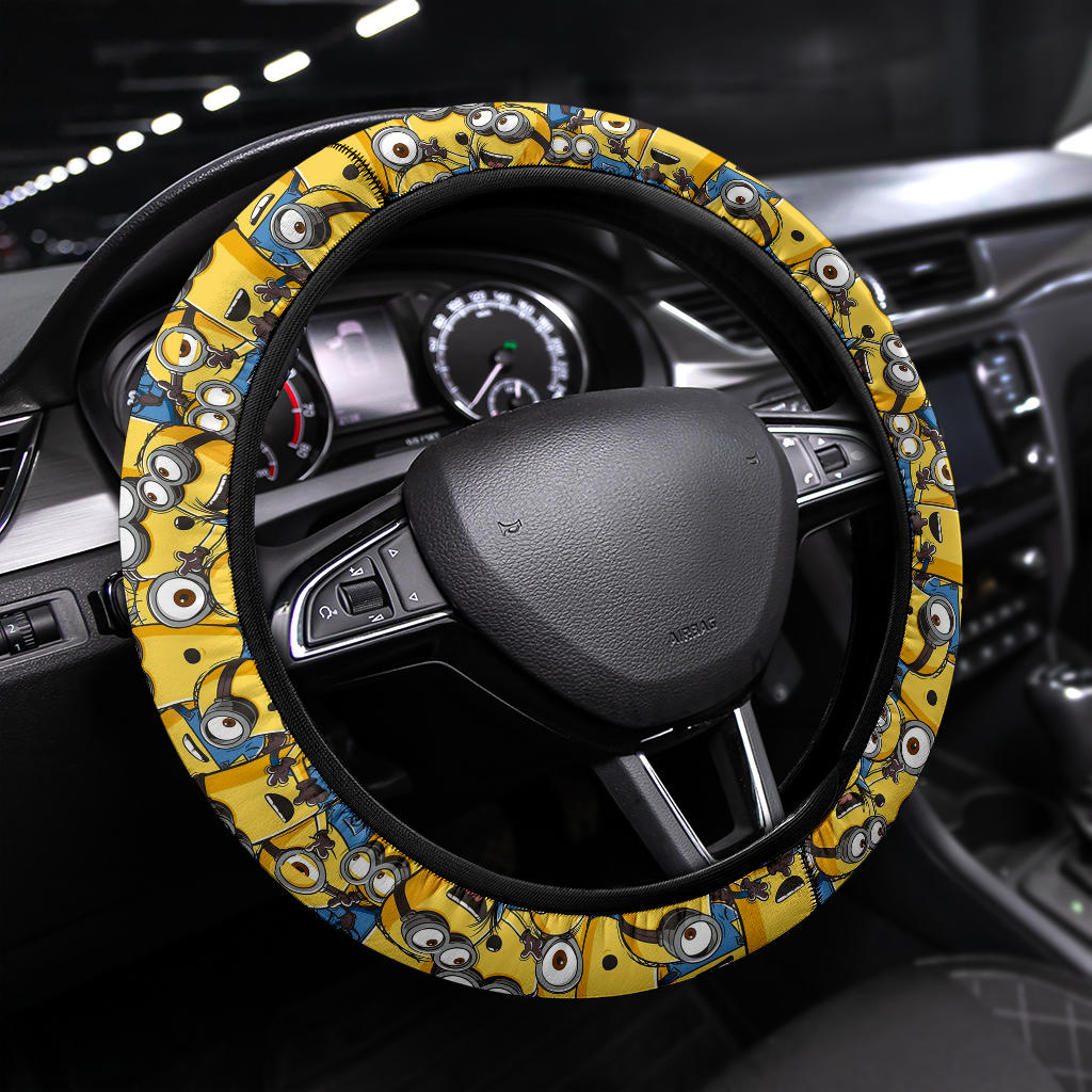 Minions Funny Premium Car Steering Wheel Cover Nearkii