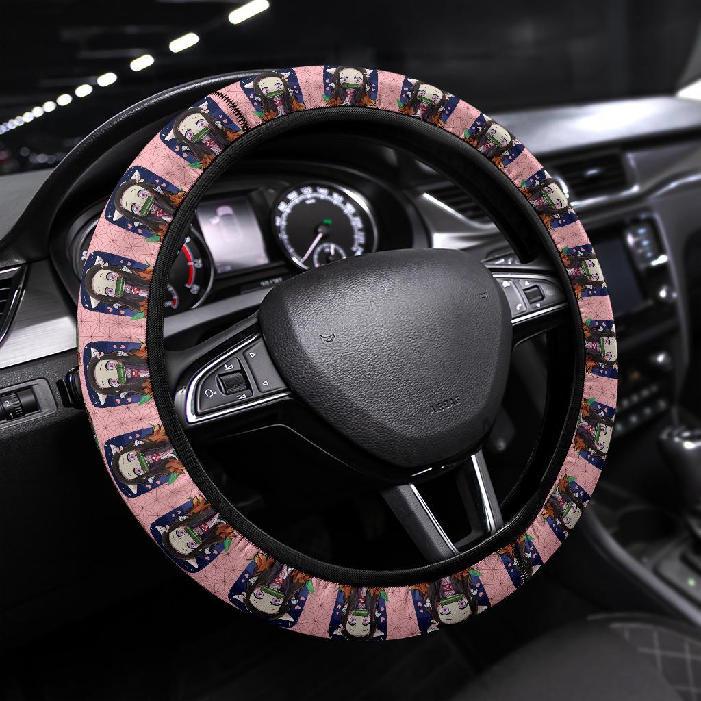 Chipi Cat Kamado Nezuko Demon Slayer Anime Car Steering Wheel Cover 1 Nearkii