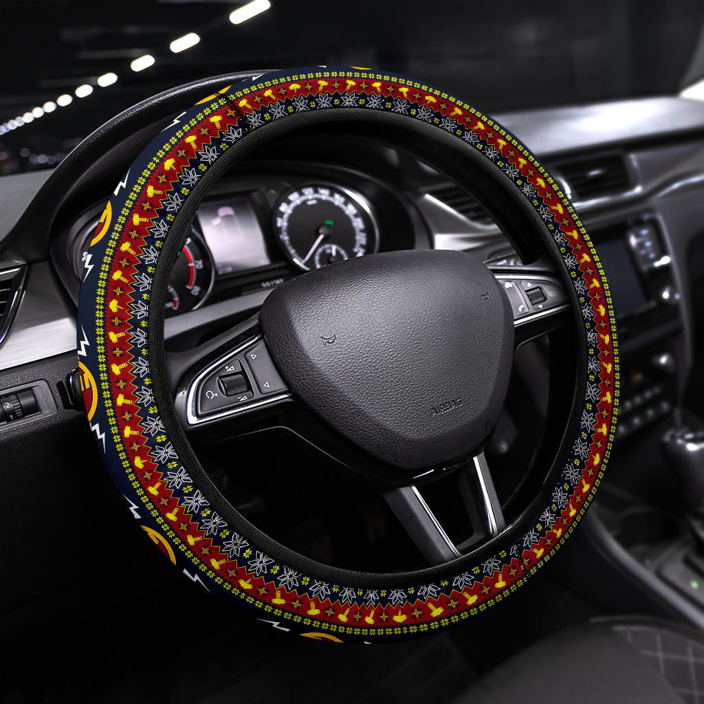 Thor Hammer Mjolnir Art Christmas Premium Custom Car Steering Wheel Cover Nearkii