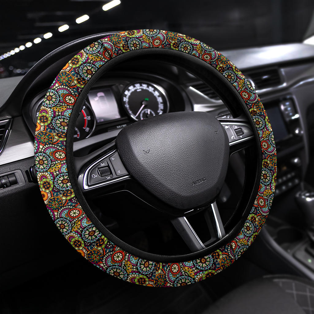 Beautiful Ethnic Style Seamless Patterns Premium Car Steering Wheel Cover Nearkii