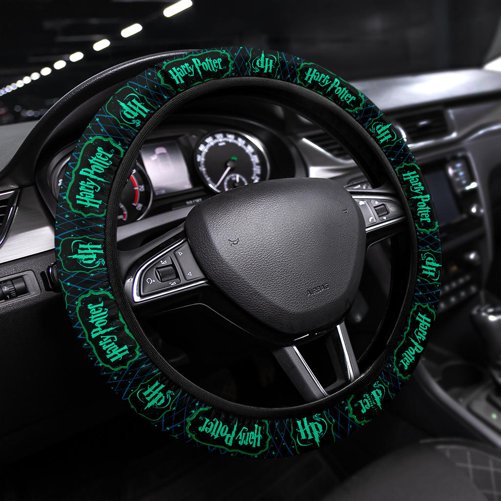 Harry Potter Farbic Green Blue Pattern Premium Car Steering Wheel Cover Nearkii