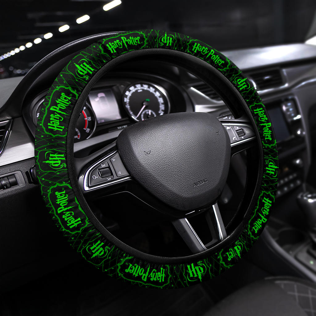 Harry Potter Farbic Green Art Pattern Premium Car Steering Wheel Cover Nearkii