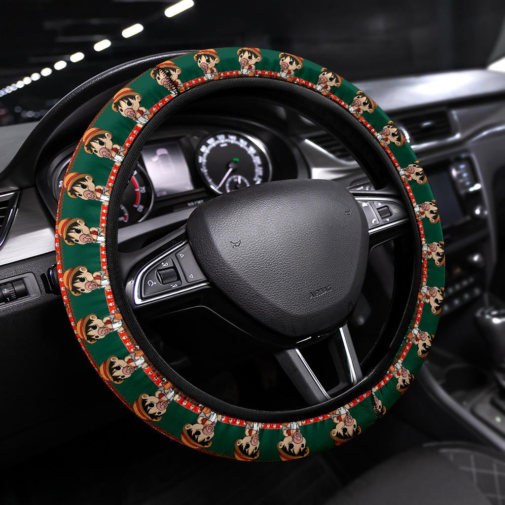 Baby Santa Monkey D. Luffy Demon Slayer Anime Premium Custom Car Steering Wheel Cover 2 Nearkii