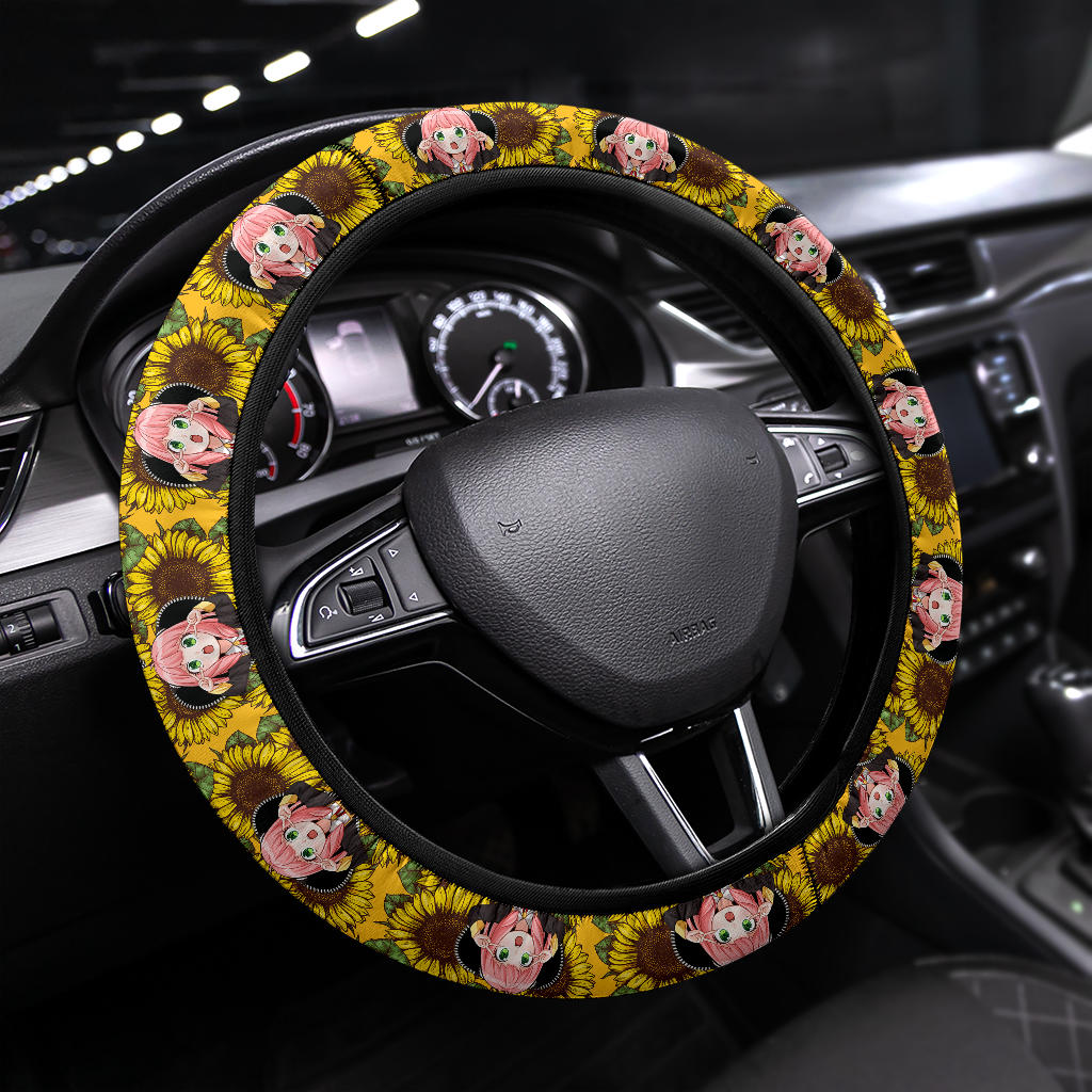 Anya Spy X Family Sunflower Zipper Car Steering Wheel Cover Nearkii