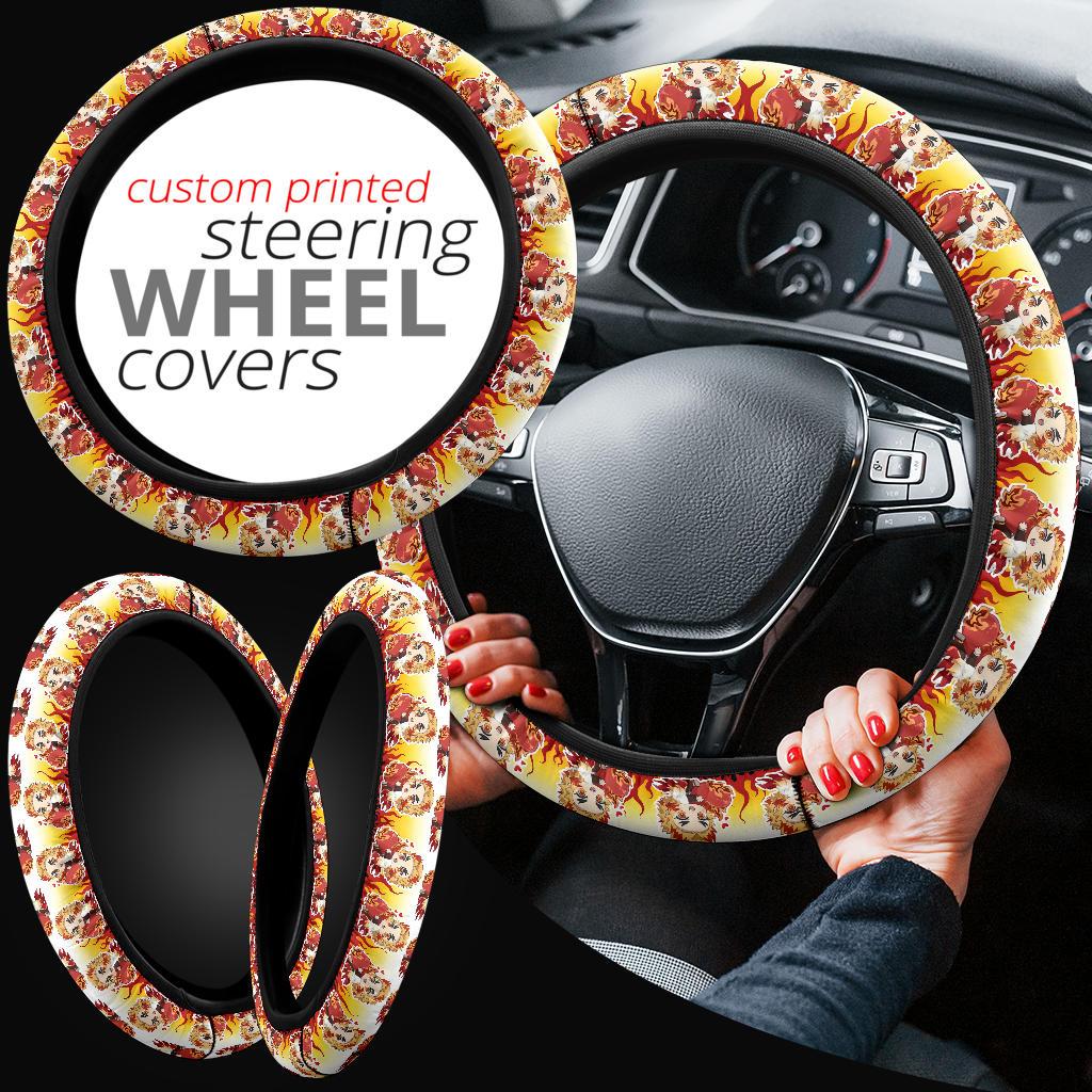 Heart Rengoku Kyojuro Chipi Demon Slayer Anime Car Steering Wheel Cover 1 Nearkii