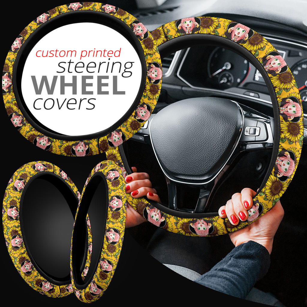 Anya Spy X Family Sunflower Zipper Car Steering Wheel Cover Nearkii