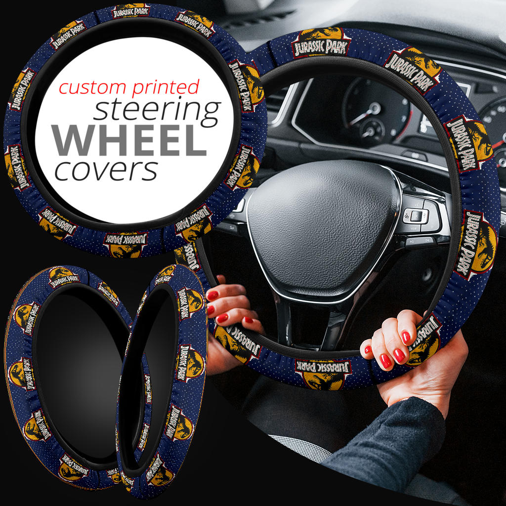 Jurassic Park Christmas Premium Custom Car Steering Wheel Cover Nearkii