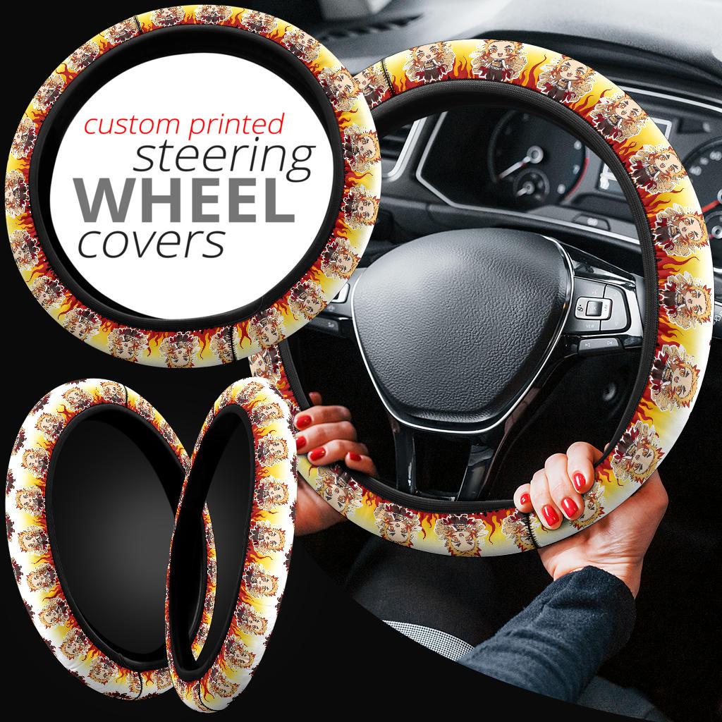 Cute Rengoku Kyojuro Chipi Demon Slayer Anime Car Steering Wheel Cover 1 Nearkii