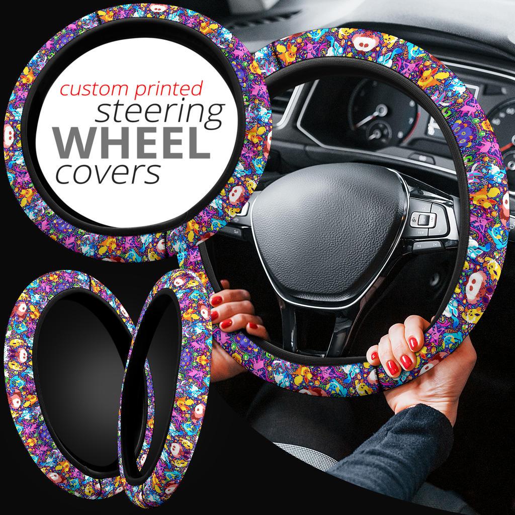 Pattern Pokemon Eevee Evoulution Color Car Steering Wheel Cover Nearkii