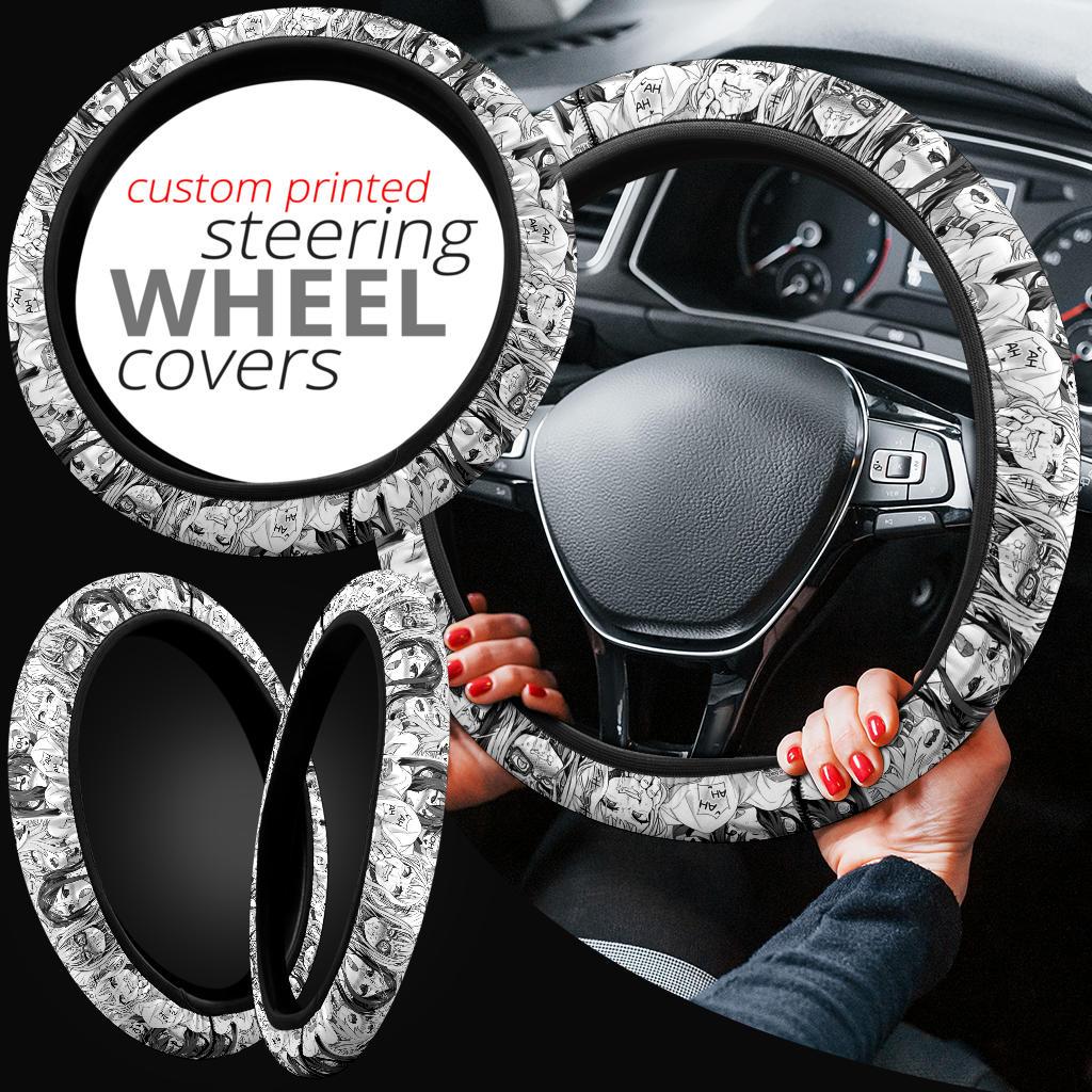 Ahegao Anime Girl Premium Custom Car Steering Wheel Cover Nearkii