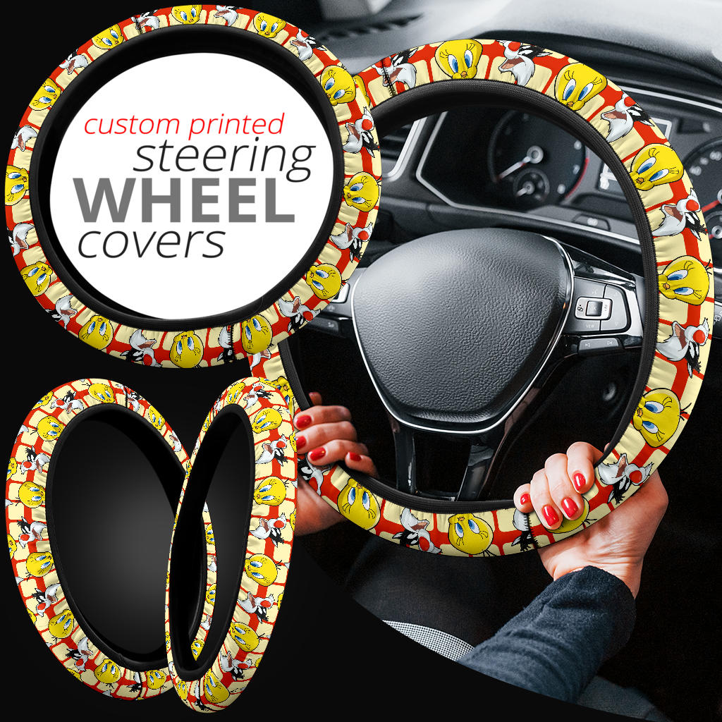 Looney Tunes Tweety Sylvester Premium Custom Car Steering Wheel Cover Nearkii