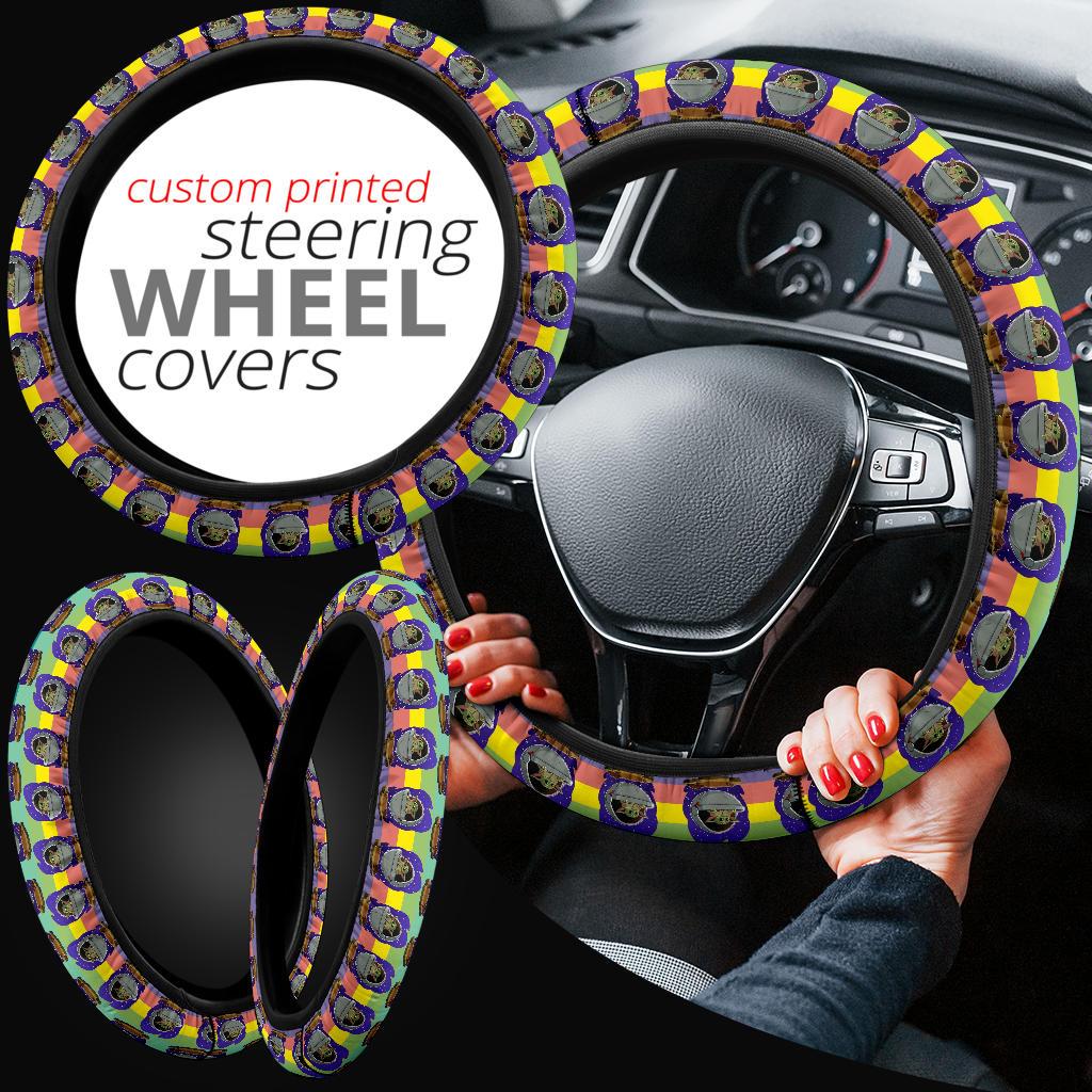 Baby Yoda Rainbow Car Steering Wheel Cover Nearkii