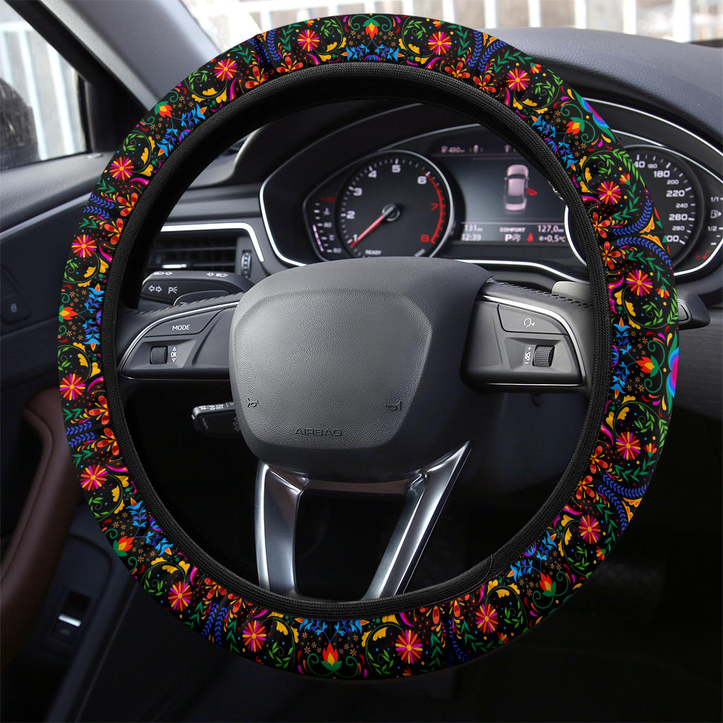 Color Mexican Bird Flower Premium Car Steering Wheel Cover Nearkii