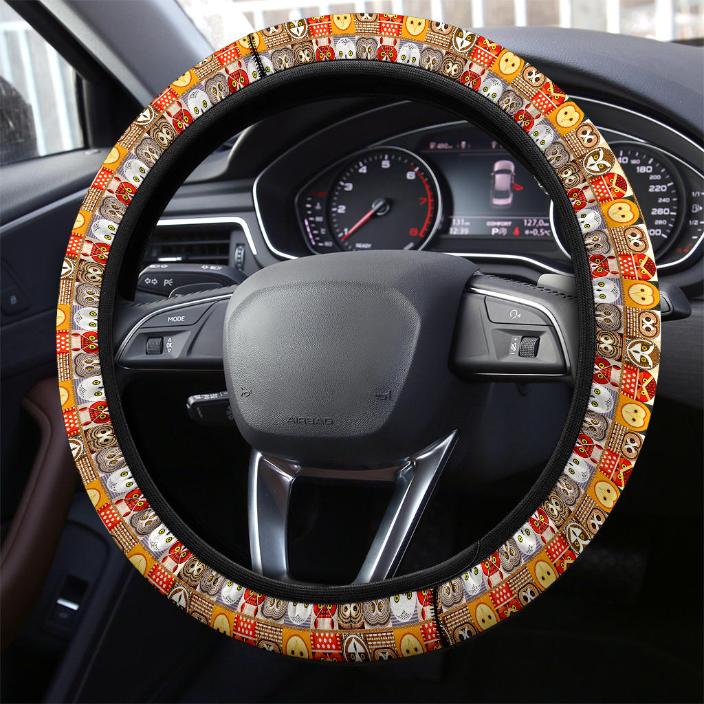 Owl Head Funny Premium Car Steering Wheel Cover Nearkii