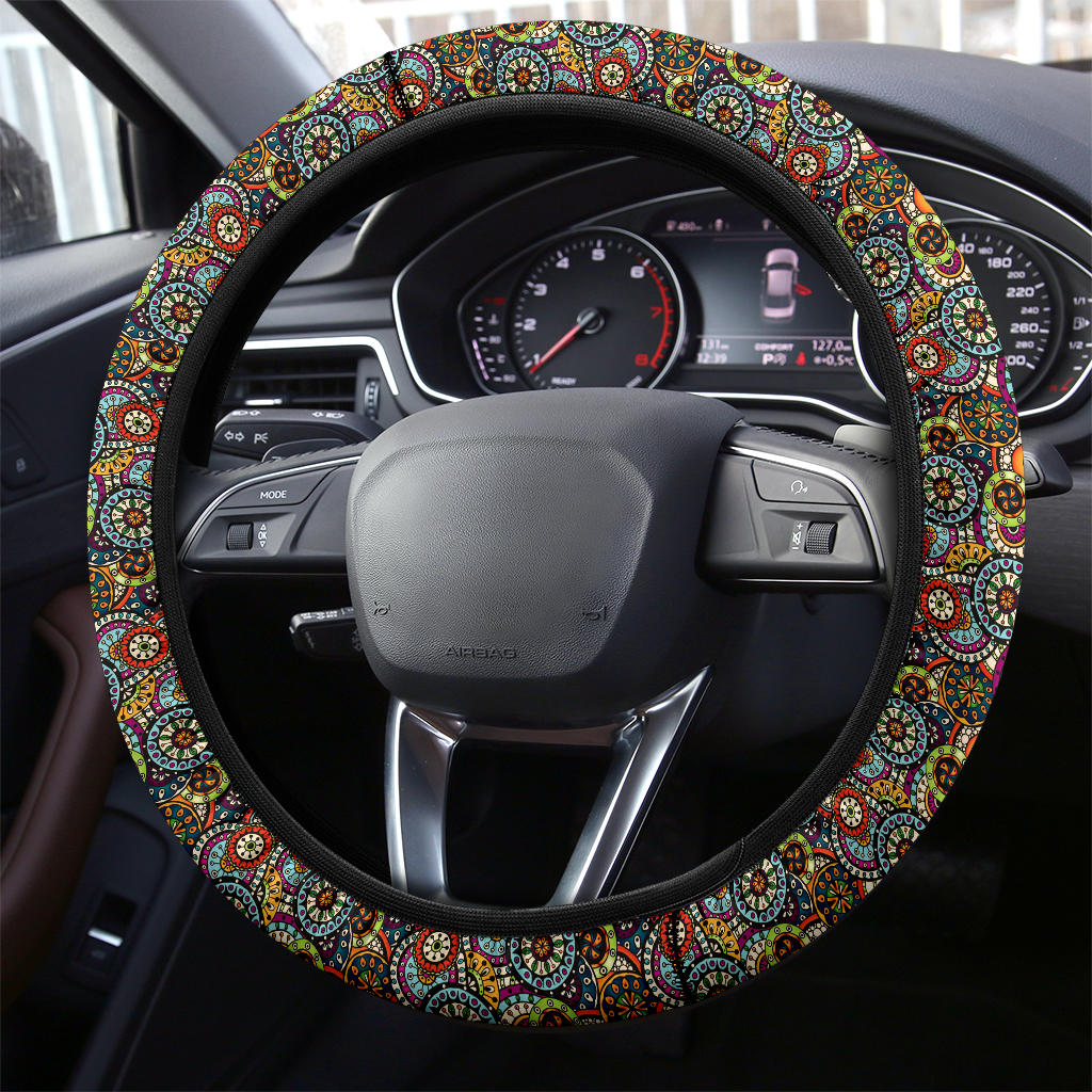 Beautiful Ethnic Style Seamless Patterns Premium Car Steering Wheel Cover Nearkii