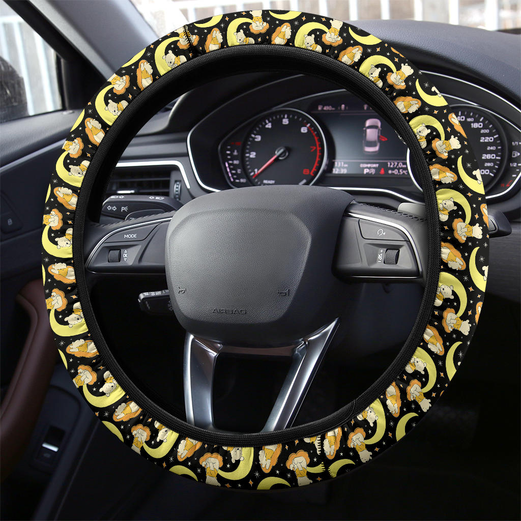 Winnie The Pood Moon Yellow Premium Car Steering Wheel Cover Nearkii