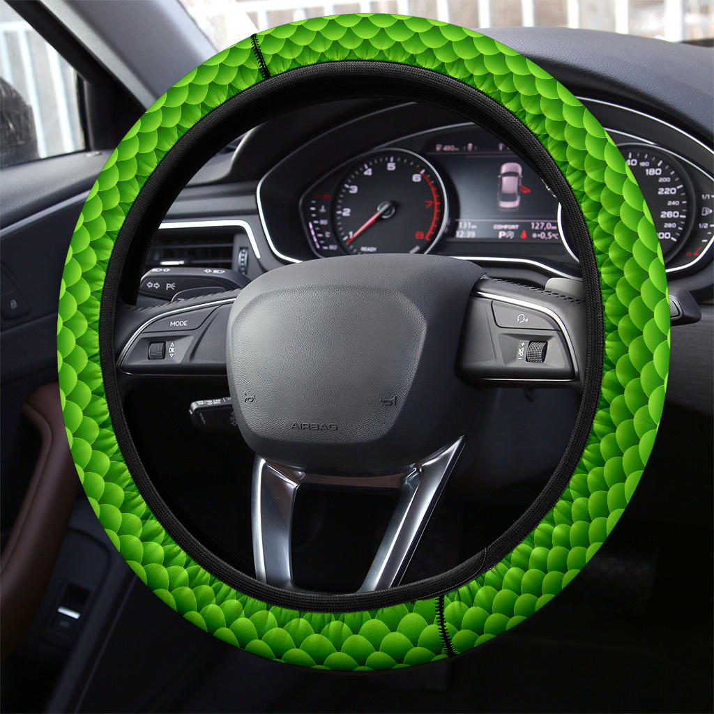 Green Fish Skin Premium Car Steering Wheel Cover Nearkii