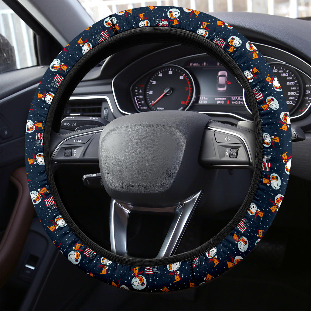 Snoopy Astronaut American Proud Premium Car Steering Wheel Cover Nearkii