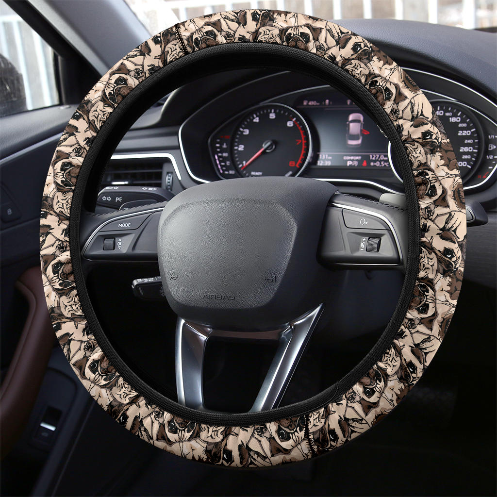 Pug Dog Cute Funny Premium Car Steering Wheel Cover Nearkii