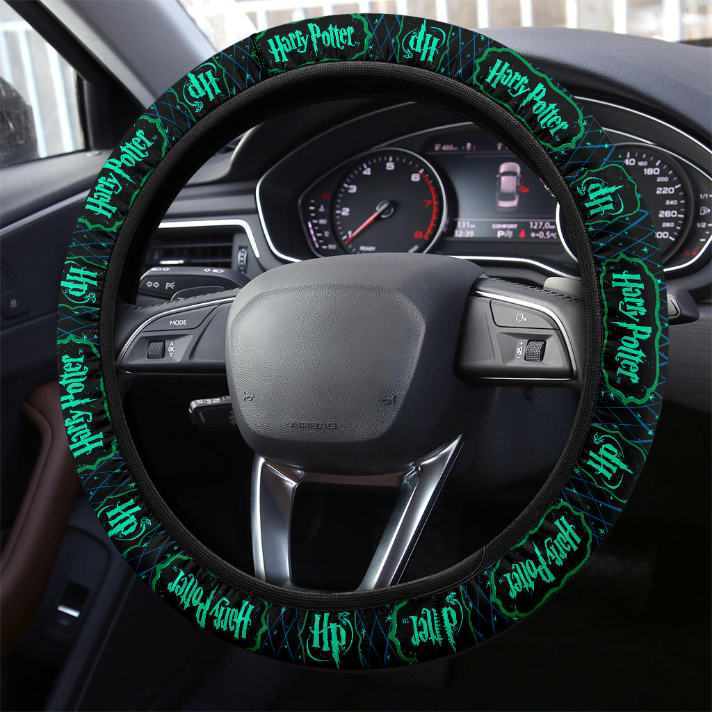 Harry Potter Farbic Green Blue Pattern Premium Car Steering Wheel Cover Nearkii