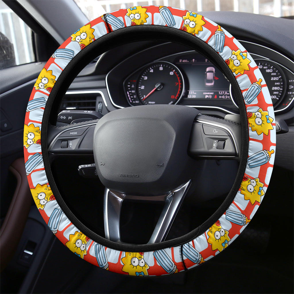 The Simpsons Maggie Baby Bottle Premium Custom Car Steering Wheel Cover Nearkii