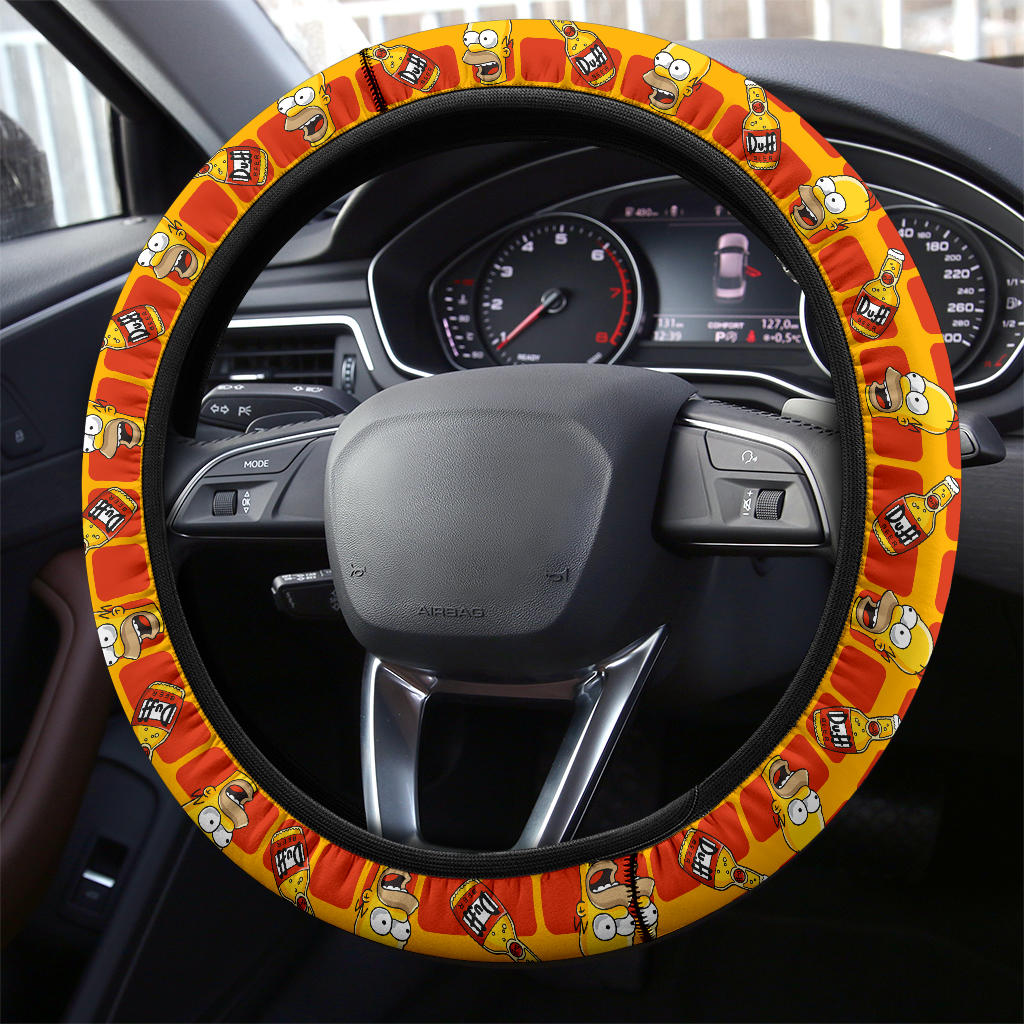 The Simpsons Homer Duff Beer Premium Custom Car Steering Wheel Cover Nearkii