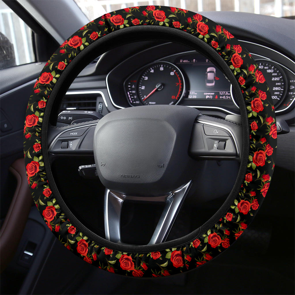 Rose Red Premium Car Steering Wheel Cover Nearkii