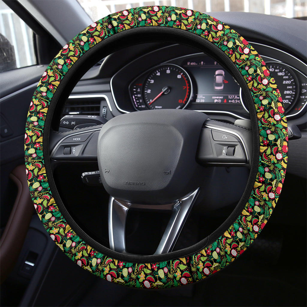 Hawaii Muster Mit Tropischen Fruchten Premium Car Steering Wheel Cover Nearkii