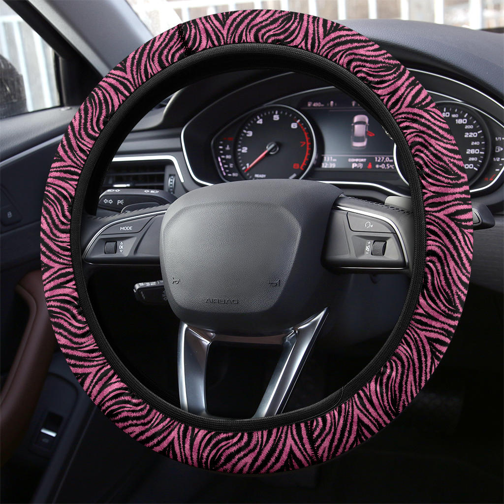 Zebra Pink Premium Car Steering Wheel Cover Nearkii