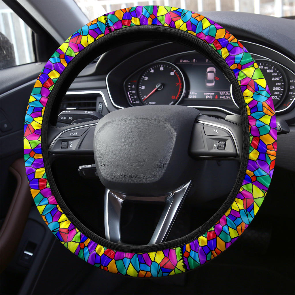 Stained Glass Rainbow Premium Car Steering Wheel Cover Nearkii