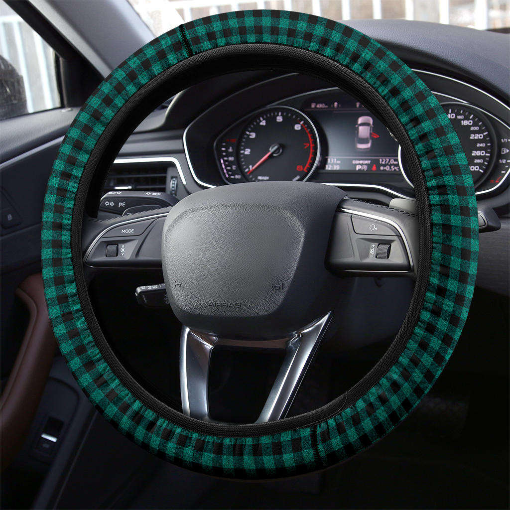 Blue Black Caro Retro Premium Car Steering Wheel Cover Nearkii