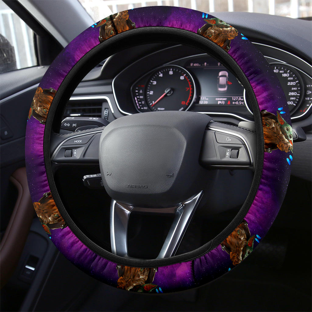 Baby Yoda Galaxy Butterfly Car Steering Wheel Cover Nearkii