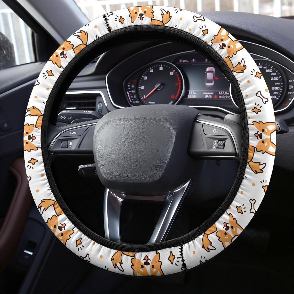 Corgi Cute Partern Premium Car Steering Wheel Cover Nearkii