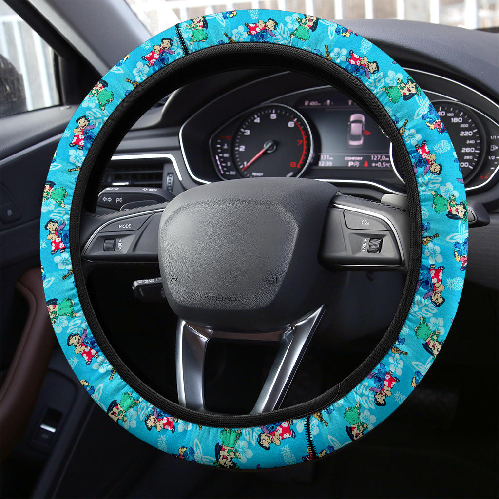 Lilo And Stitch Dance Aloha Premium Car Steering Wheel Cover Nearkii