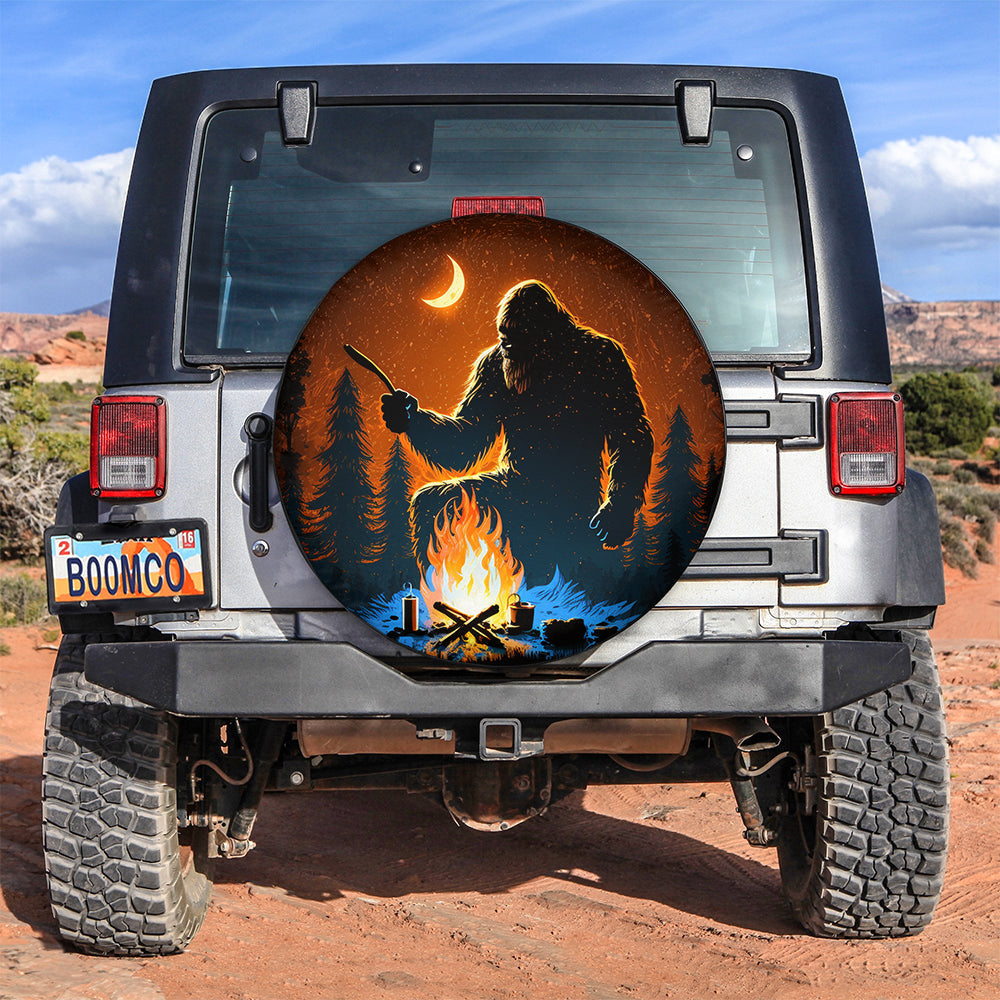 Bigfoot Sasquatch Campfire Camping Car Spare Tire Covers Gift For Campers Nearkii