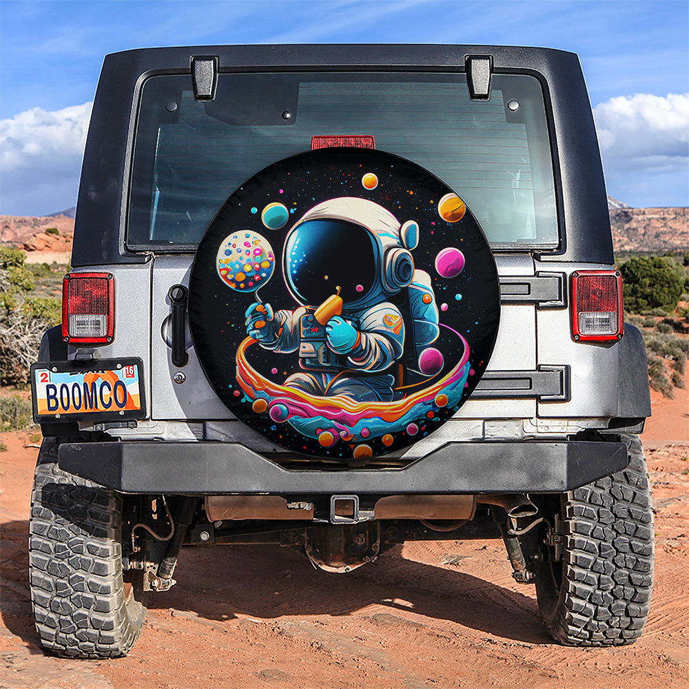 Cute Astronaut Eat Candy Car Spare Tire Covers Gift For Campers Nearkii