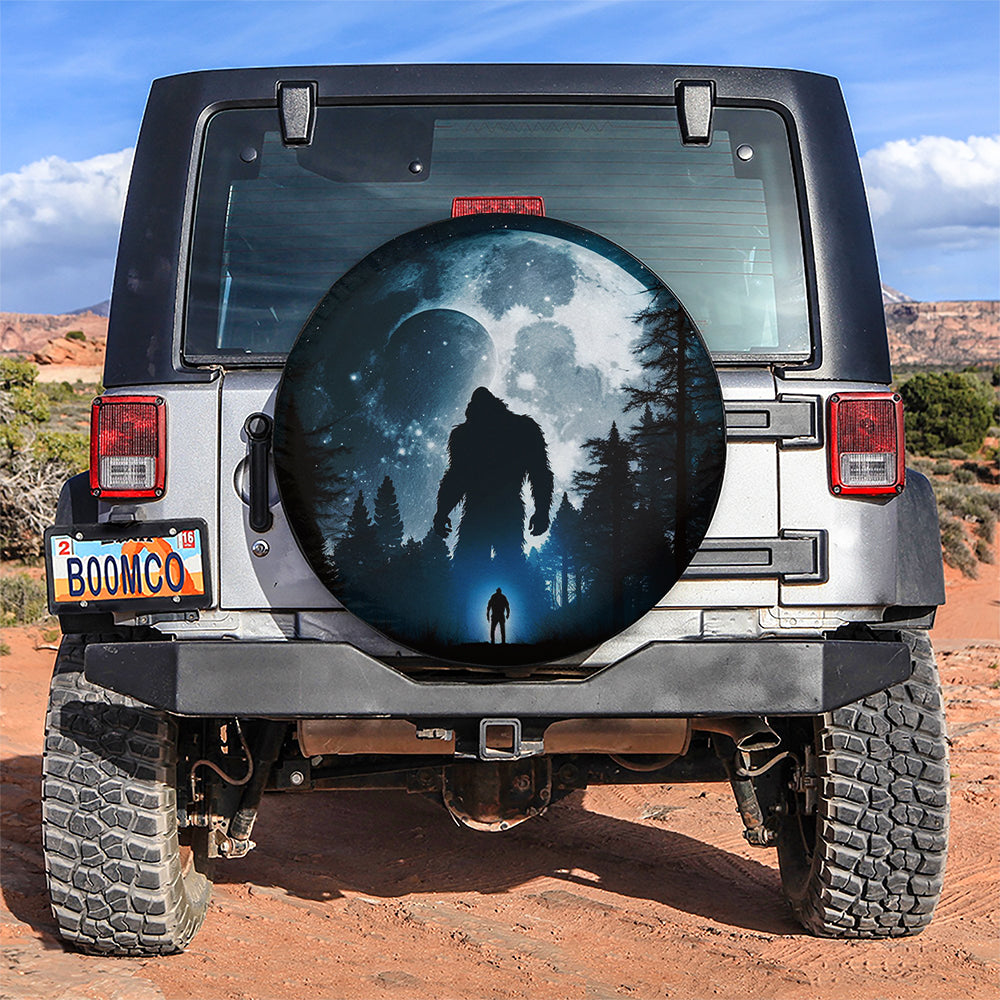 Bigfoot Shadow Look The Night Sky Big Moon With Star Car Spare Tire Covers Gift For Campers Nearkii