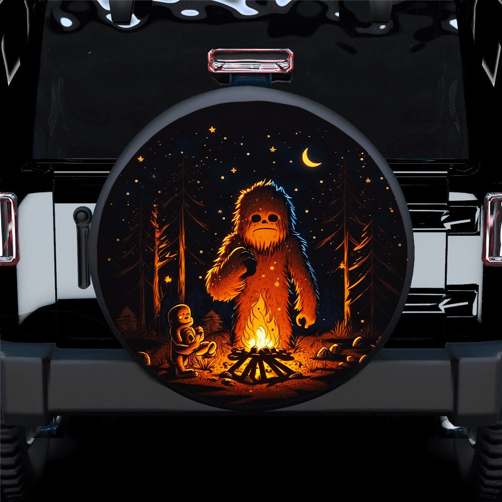 Cute Bigfoot Campfire Cooking Camping Car Spare Tire Covers Gift For Campers Nearkii