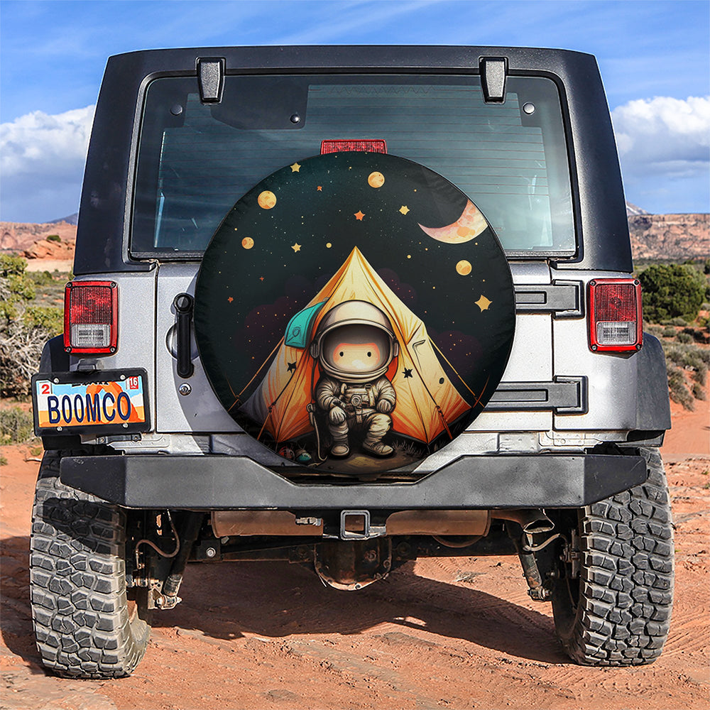 Cute Astronaut With Camping Galaxy Car Spare Tire Covers Gift For Campers Nearkii