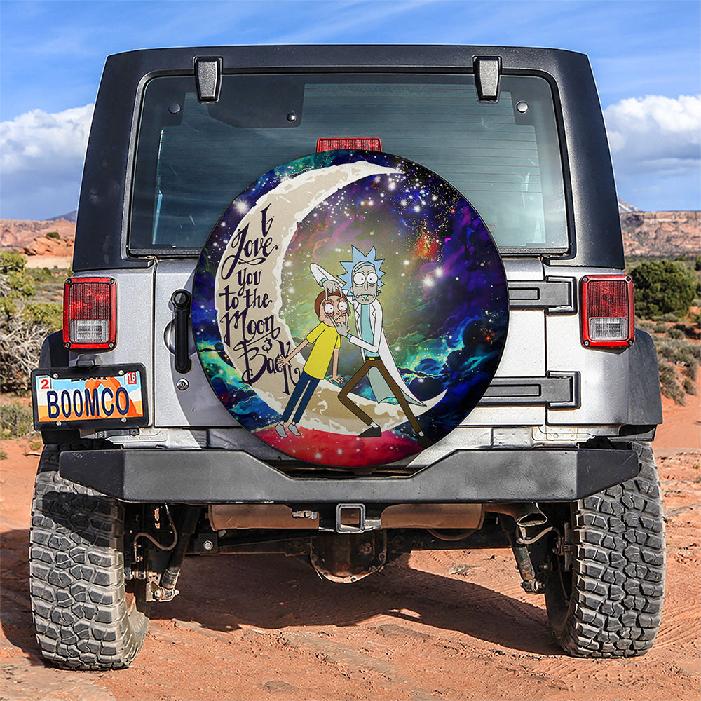 Rick And Morty Love You To The Moon Galaxy Car Spare Tire Covers Gift For Campers Nearkii